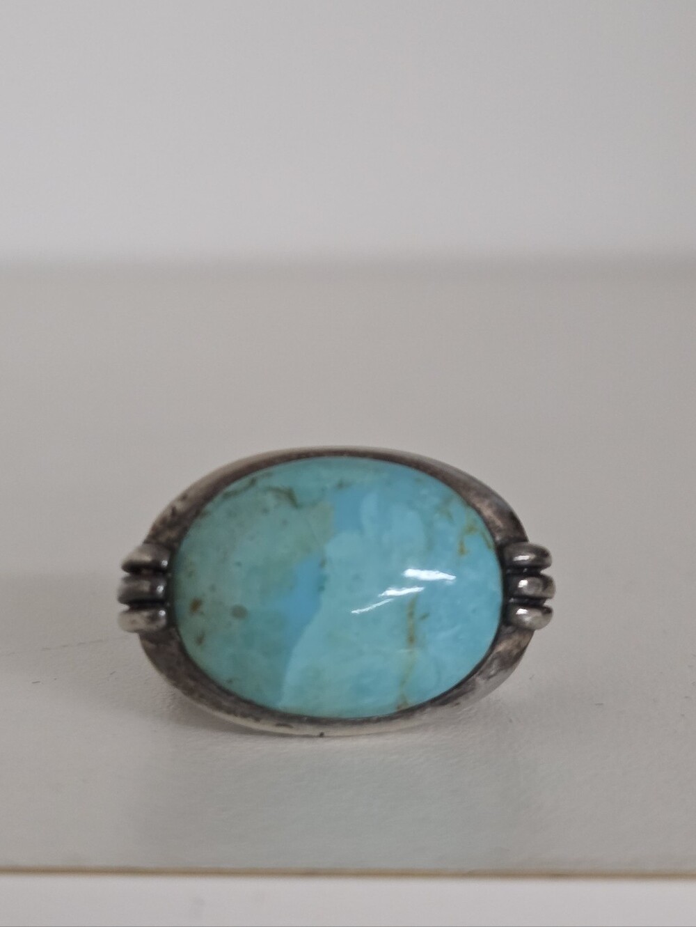 Vintage Sally C SX 925 Sterling Silver Turquoise Ring Size 7